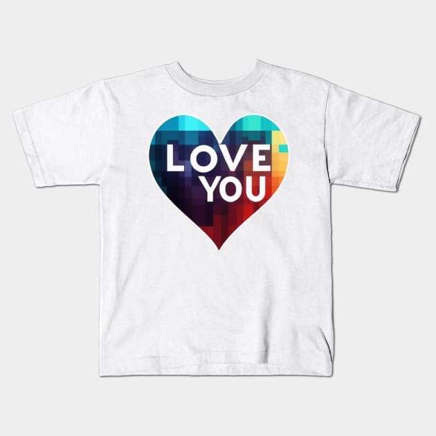 I love you figure with heart Kids T-Shirt by NeyPlanet